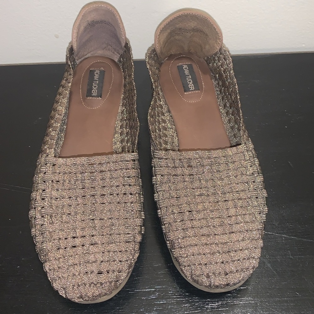 Adam Tucker Flats. Fabric & Leather Upper. Leather Sock. Bronze. Flats. 10